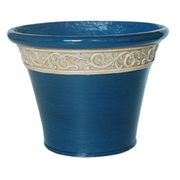 Allen Group WF50500J 12 in. Blue With Small White Band Fiberglass Planter 79055008316 - main